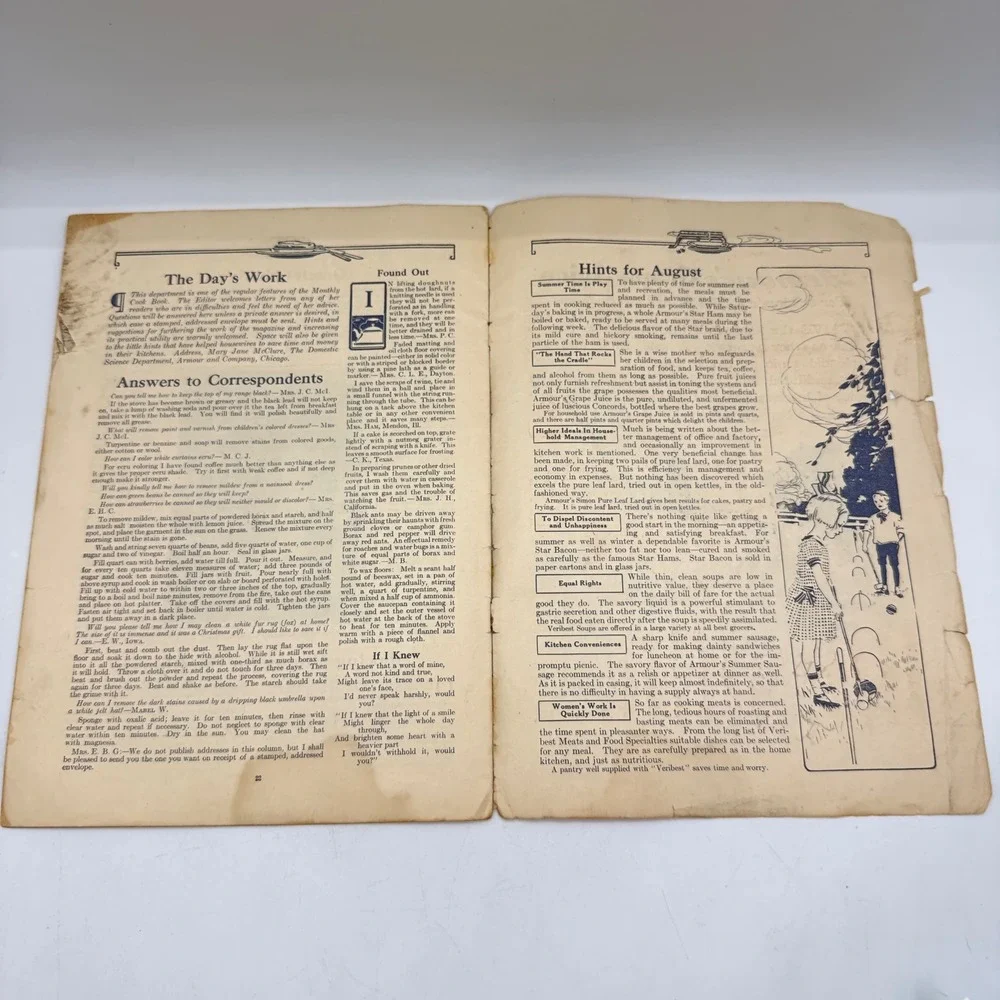 Armour's Monthly Cook Book Magazine August 1913 Vol II No 10 Tan Edwardian
